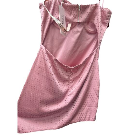 Oh Polly Sparkly Pink Satin Mini Dress – Rhinestone Cowl Neck Party Dress, SZ 10 - Picture 5 of 10